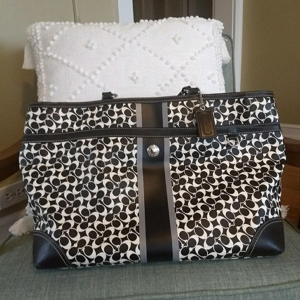 Black & white coach diaper bag EUC